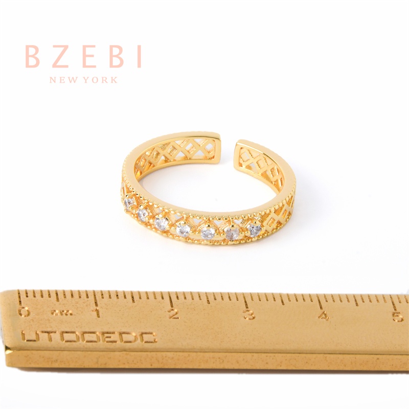 Bzebi Cincin Emas Berlian 18k, Cincin Terbuka Ajustable, Anti Karat, Gaya Korea, Aksesoris Fashion Wanita, Aksesoris Sehari-Hari, Perhiasan Premium, Hadiah Ulang Tahun Dengan Box 892r