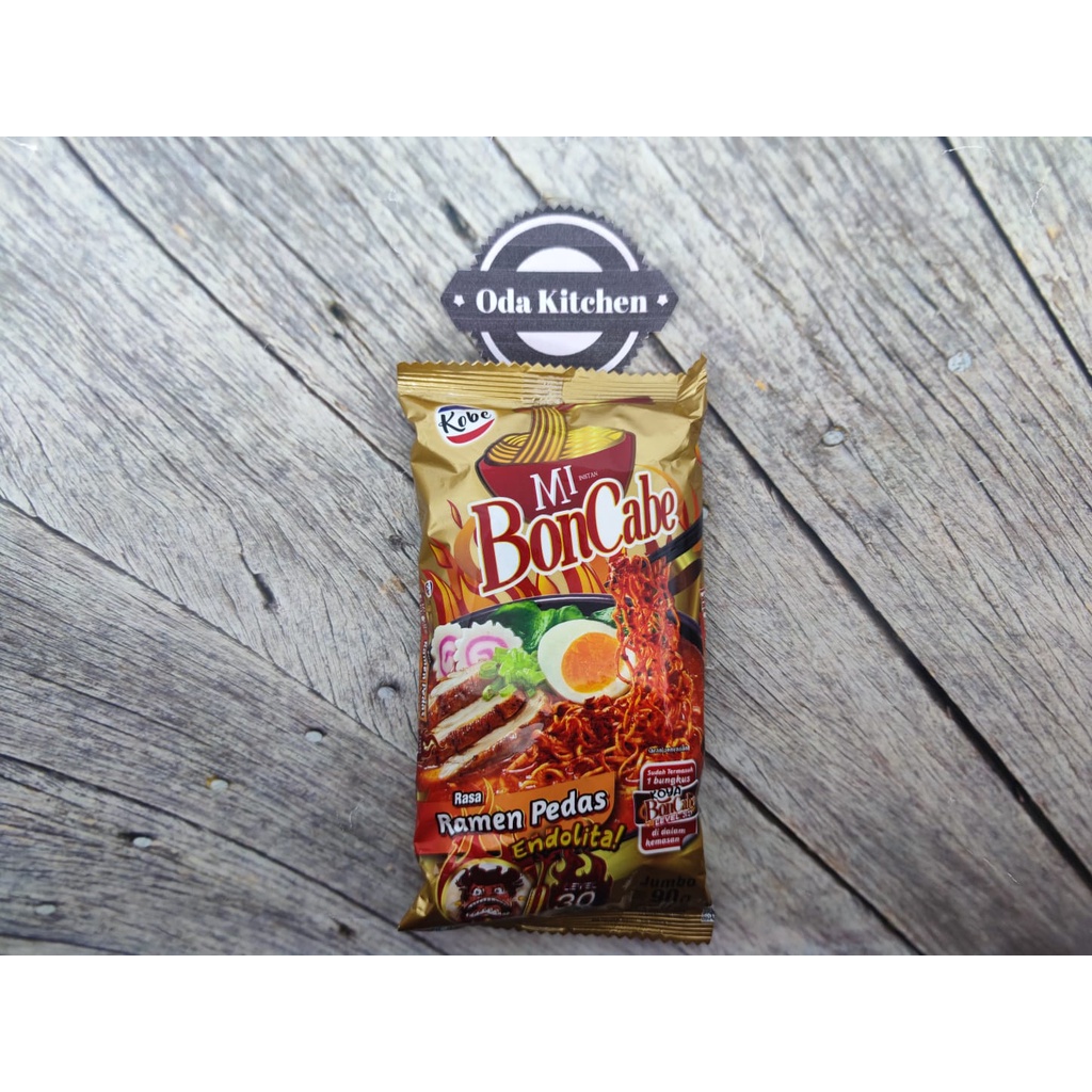 KOBE MIE INSTANT BONCABE LEVEL 30 RAMEN PEDAS PACK 90gr MIE GORENG BON CABE