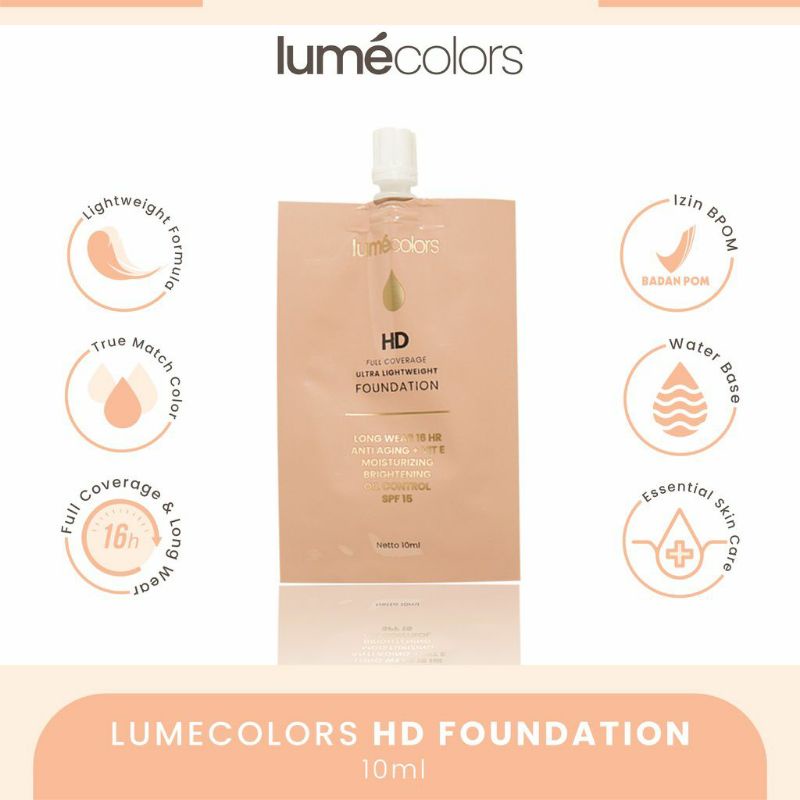 Sachet Foundation Lumecolors Hd Full Coverage Ultra Lightweight Sachet 10ml