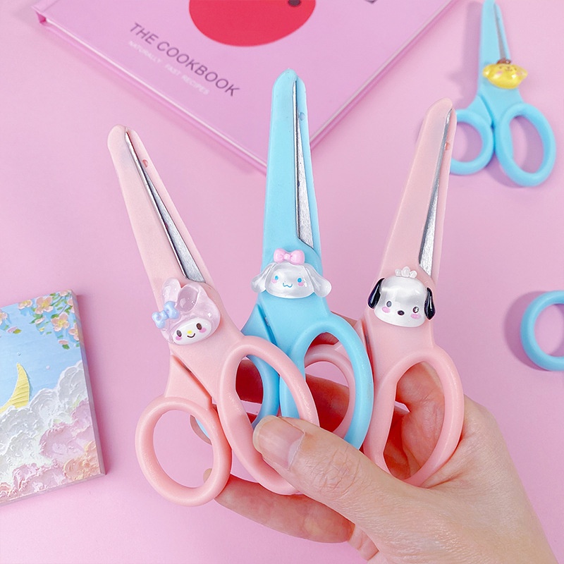 AVVET Gunting Lucu Alat Tulis Anak Sekolah Kartun Diy Kertas Buatan Tangan Kantor Kecantikan Portabel Portabel Portabel Scissors