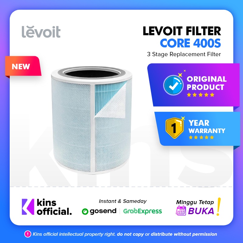 Levoit Replacement HEPA-13 Filter Air Purifier Core 400S Biru