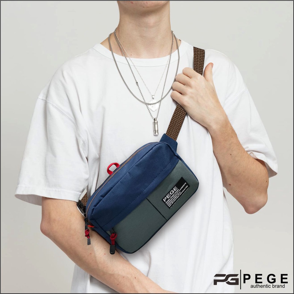 Tas Selempang Pria 2in1 PEGE Frey Model Slingbag Kombinasi Simpel Casual - PG 8944