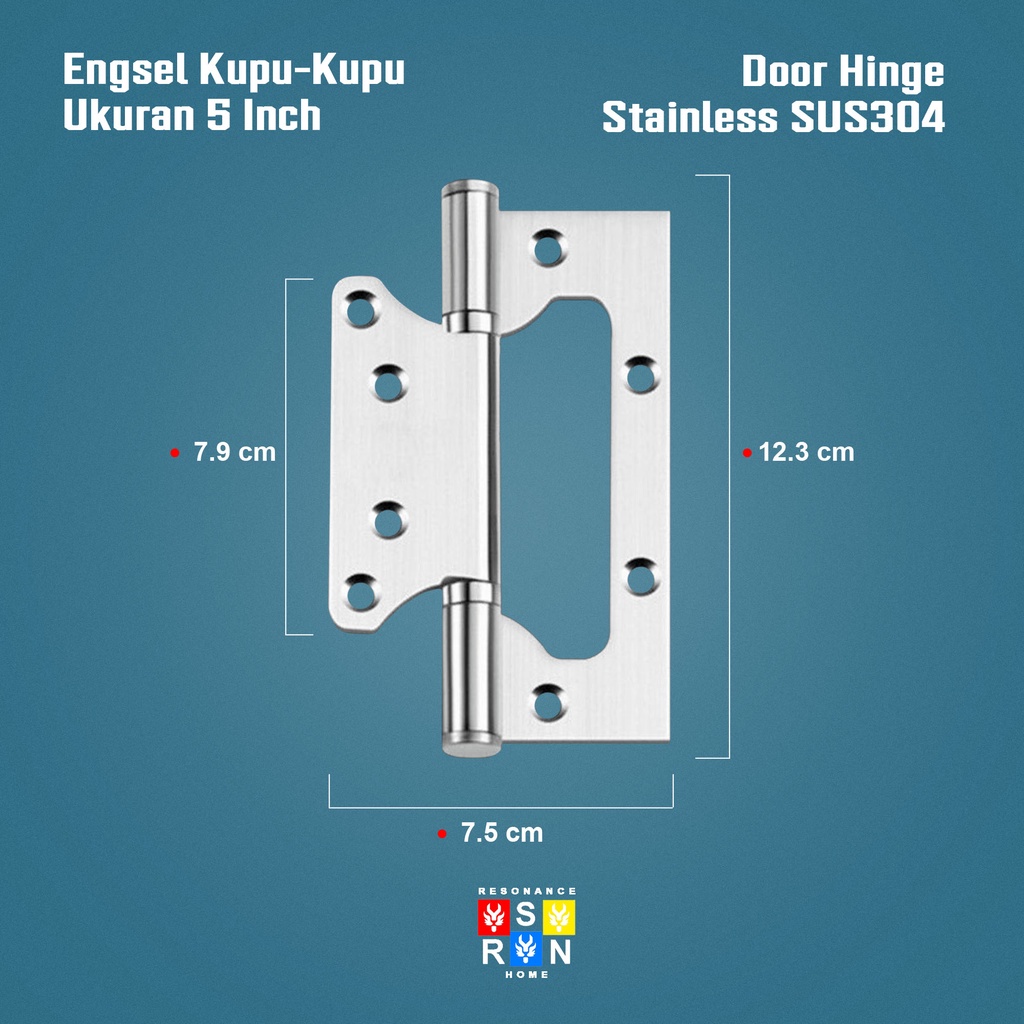 Engsel Pintu Kupu-Kupu 5 Inch Tebal / Engsel Pintu SUS 304 Resonance Home