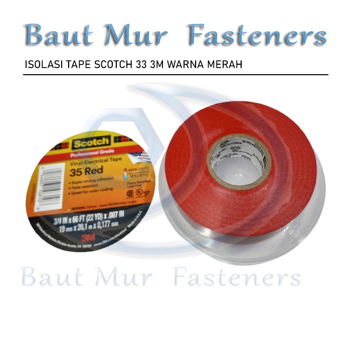 ISOLASI LISTRIK / ISOLASI TAPE SCOTCH 33+ 3M WARNA MERAH