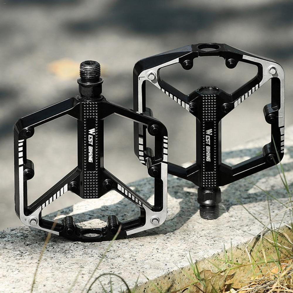 Lanfy Pedal Sepeda 1pasang Jalan Gunung Tahan Lama Kekuatan Tinggi Berkendara Non-Slip Aksesoris Sepeda Paduan Aluminium Sadel Pedal Lebar