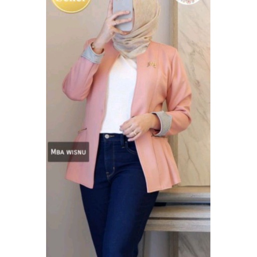 BLAZER KANTOR KANTONG ZIPER SCUBA FASHION TERBARU