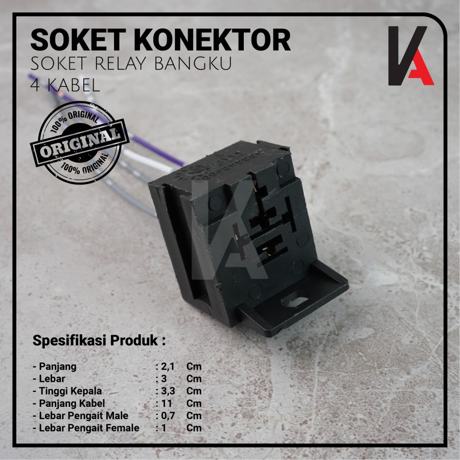 Soket Relay Gandeng / Rumah Relay Susun / Duduk / Socket Bangku Kaki 4 Pin Untuk Klakson &amp; Lampu (4 Kabel)