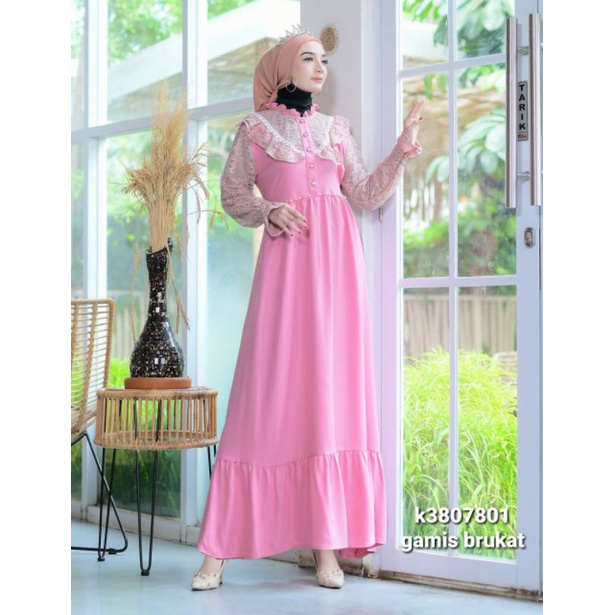 GAMIS BRUKAT SHAKILA # LD 110 ( TANPA KERUDUNG)