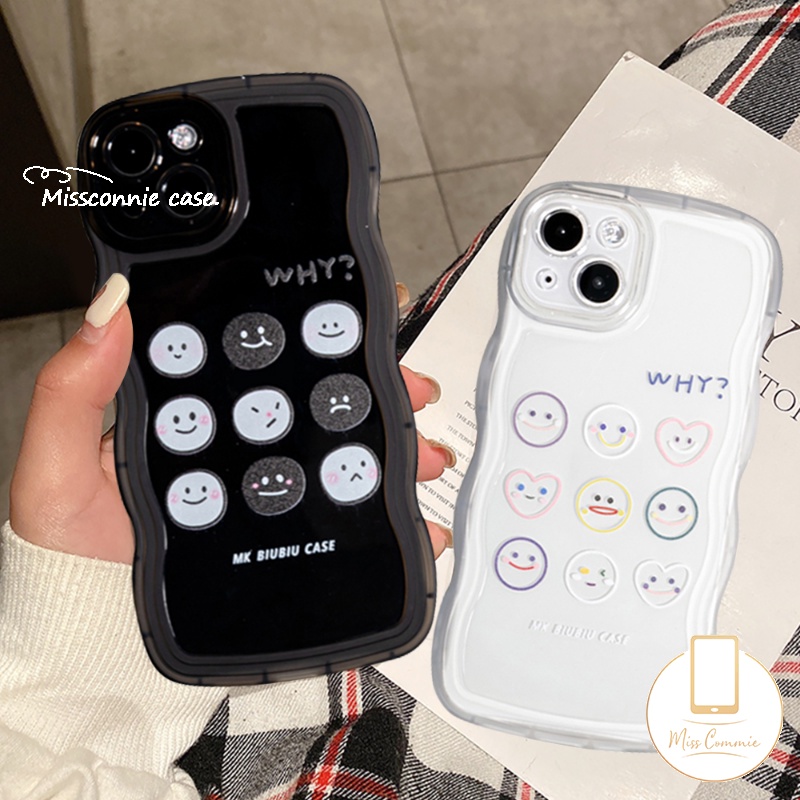 Samsung A13 A03s A12 A04s A14 A04 A04E A32 A23 A50 A21s A52 A53 A50s A22 A52s A33 A02s A31 A30s A20 A11 A51 M32 M22 F222 Lucu Kartun Ekspresi Lucu Lembut TPU Wavy Edge Couple Case