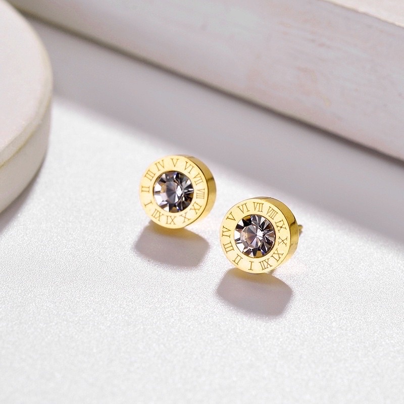 anting titanium cantik mata satu permata simple