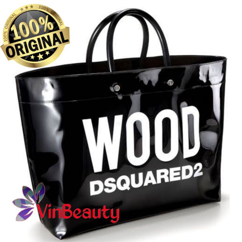 ORIGINAL WOOD DSQUARED2 TOTE BAG BLACK / TOTE BAG WOOD DSQUARED2 BLACK