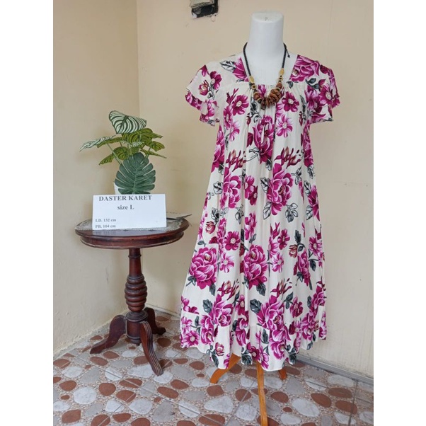 Daster Rayon Sritex Premium Jumbo Ld 132 (Size L) Leher Karet Lengan Ruffle / Susun Bawah Rempel