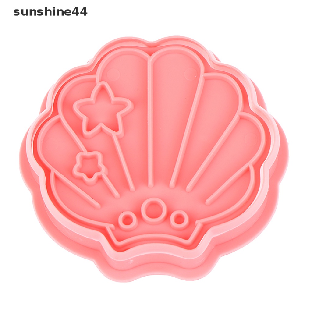 Sunshine 6Pcs/Set Cetakan Kue Kering Mermaid Shell Kuda Laut DIY Cetakan Kue Fondant Plastik.