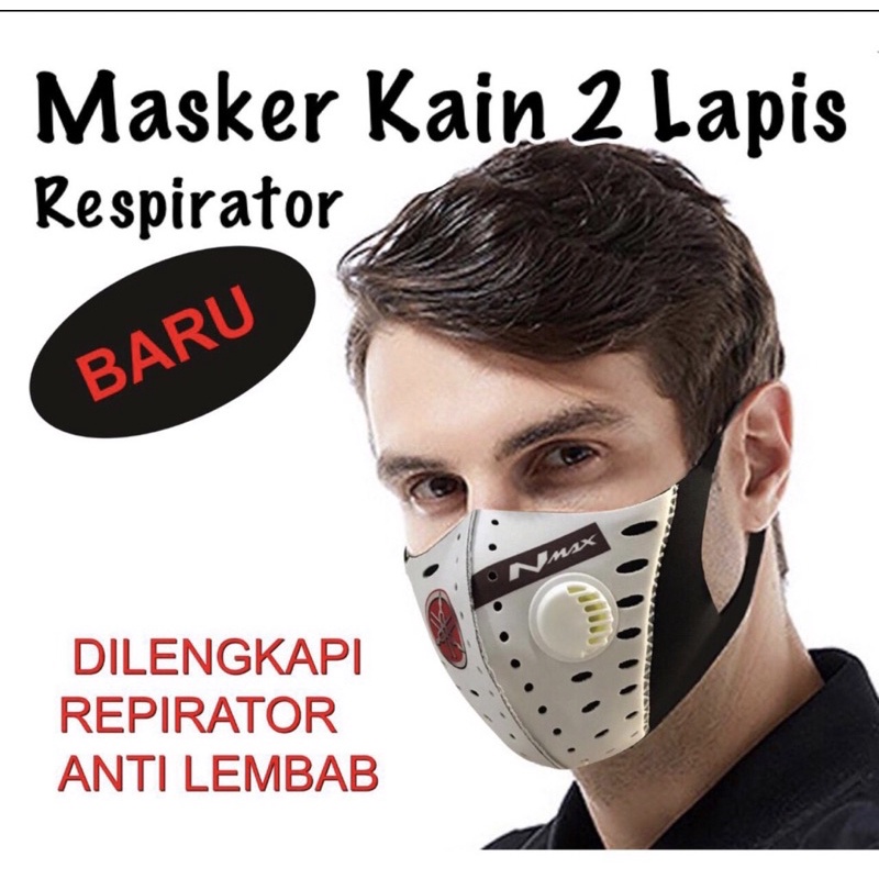 MASKER KAIN 2 LAPIS TEBAL RESPIRATOR PRINTING MASKER MOTIF BOLA OTOMOTIF