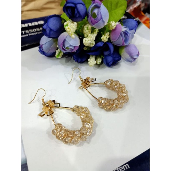 anting hijab/ anting panjang/ anting pengantin ful mata