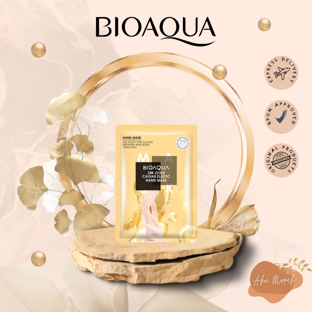 ✨ AKU MURAH ✨ BIOAQUA 24K Gold Caviar Elastic Brightening Hand Mask 35g / Moisturizing Masker Tangan Memutihkan