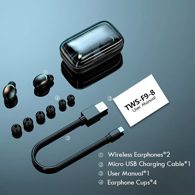 Headset TWS F9 headset bluetooth