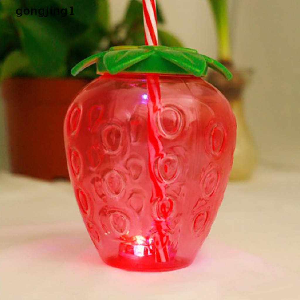 Ggg Spring Strawberry Straw Botol Air Minum Jerami portable Nanas Cangkir Plastik Untuk Musim Semi Pernikahan Baby Shower Pesta Ulang Tahun Desktop Decor ID