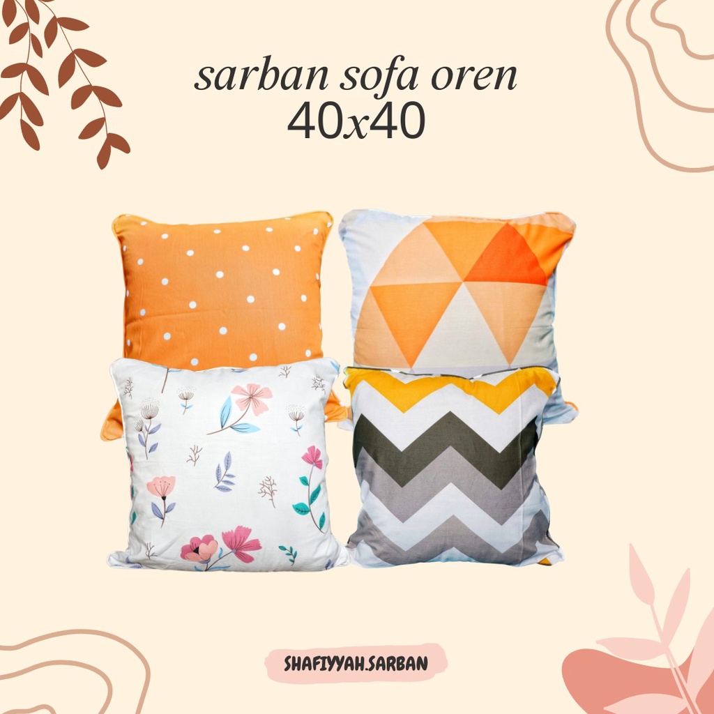 Shafiyyah.sarban Set Orange Sarung Bantal Sofa 40x40