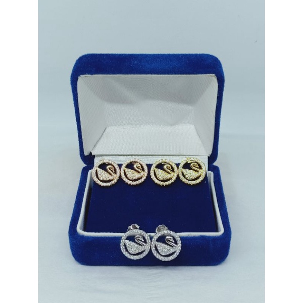 giwang model bulat swan mp/perak asli silver 925 lapis emas/perhiasan fashion wanita terbaru