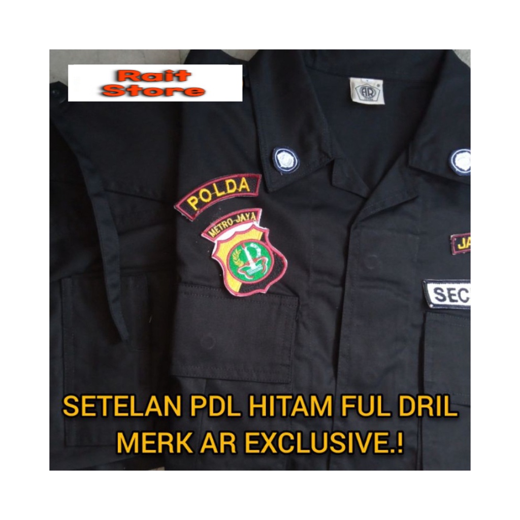 1 STEL SERAGAM SETELAN BAJU PDL HITAM MERK AR EXCLUSIVE BERKUALITAS