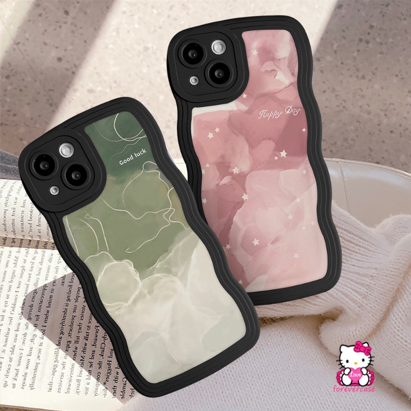 Case Untuk Samsung A12 A04 A53 A32 A50s A22 A13 A04s A04E A03s A50 A23 A52 A52s A33 A02s A03 A21s A30s A20 A11 A51 M22 A31 M32 Couple Wavy Edge Halo Dyed Watercolor Star Soft Cover