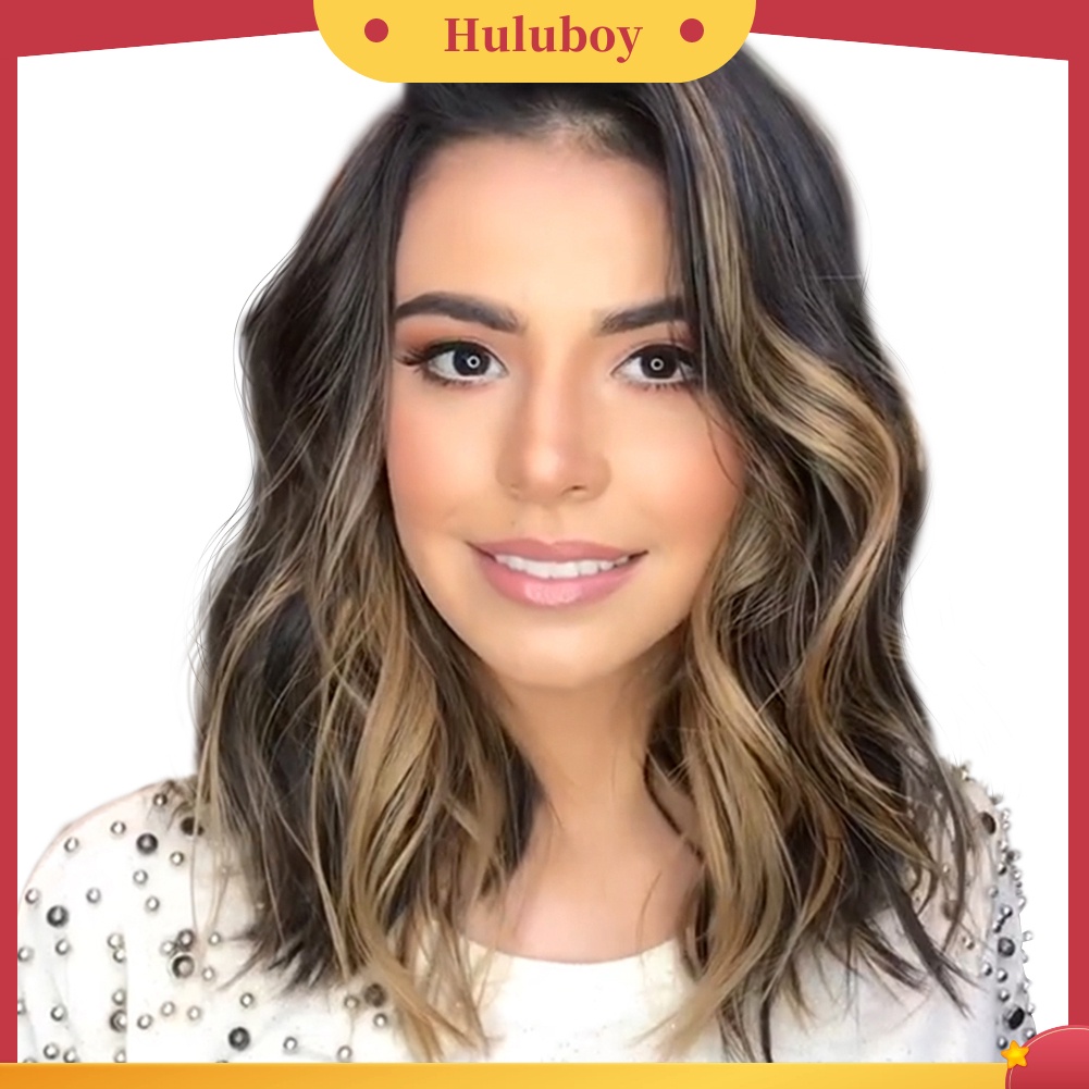 Wig Rambut Ekstensi Model Keriting Panjang Sebahu Warna Gradien Untuk Wanita