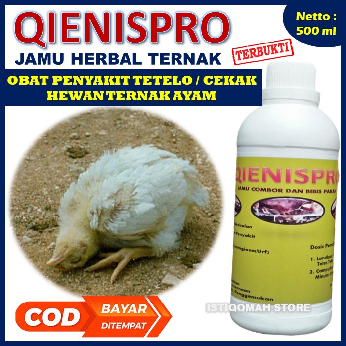 Obat Tetelo Ayam Paling Ampuh QIENISPRO 500ML - Jamu Obat untuk Ayam yang Sakit Tetelo - Obat Ayam Ngorok Obat Ayam Berliur Obat Ayam Flu Ampuh - Obat Ayam Kena Penyakit Tetelo Terbaik yang Bagus dan MURAH MANJUR TERLARIS