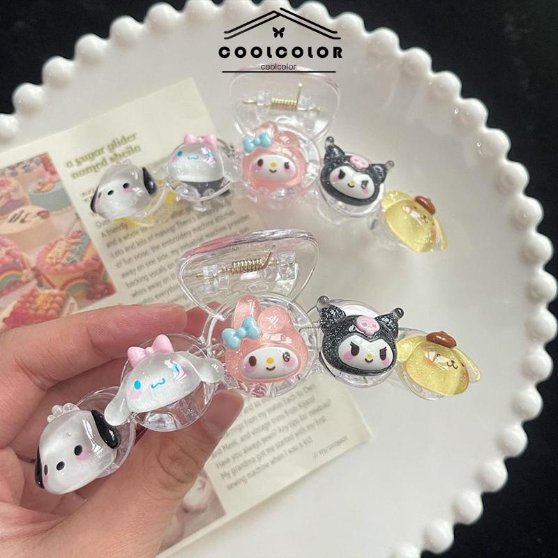 COD❤️Klip Rambut Besar Kulomi Berkedip Halus Transparan Lucu Gadis Klip Rambut Ekor Kuda- cl