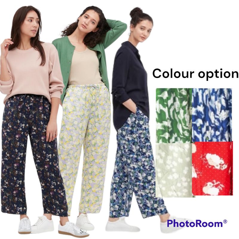 Celana wanita kulot motif panjang uniqlo