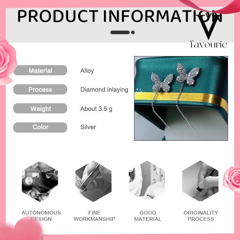 CODAnting Kupu-kupu Yang Dibor Penuh Rumbai Panjang Garis Telinga Mewah Bermutu Tinggi Wanita-FA