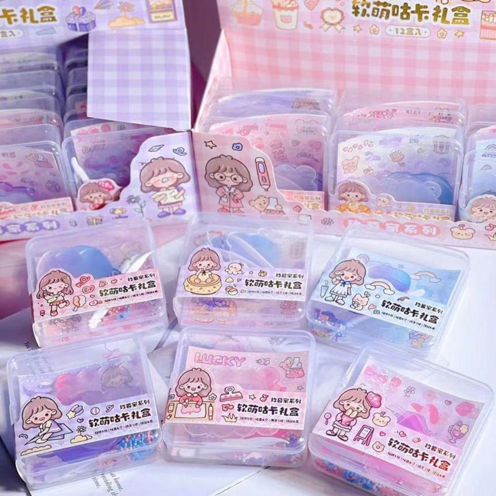 Needway Soft Goo Card Gift Box Set Kreatif Kerajinan Mainan Dekorasi Pesta Dengan Stiker Laser Dengan Goo Tray Rantai Bahan Paket Kotak Penyimpanan Set