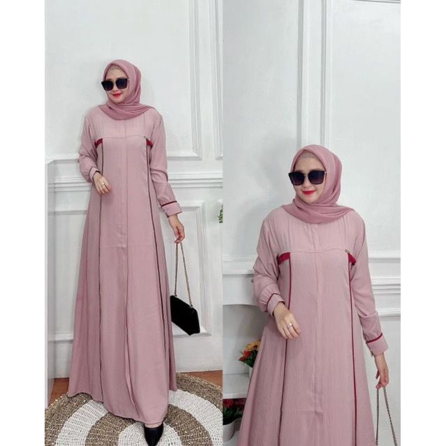 Dress Irina Busui Matt Cotton Crinkle List - Gamis Simple LD 110