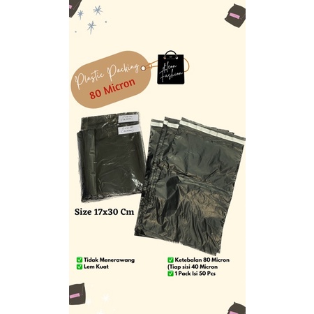 

size 17x30 Cm (80 micron) plastik polymailer atau plastik packing paket isi 50 pcs