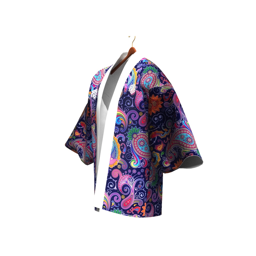 baju Kimono haori Cosplay outer batik ungu japan jepang indonesia pria dan wanita