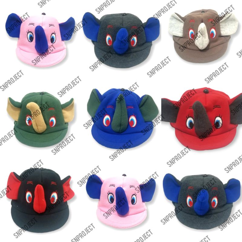 ( TOPI ANAK BINATANG GAJAH ) topi karakter animal untuk anak Laki Perempuan gress