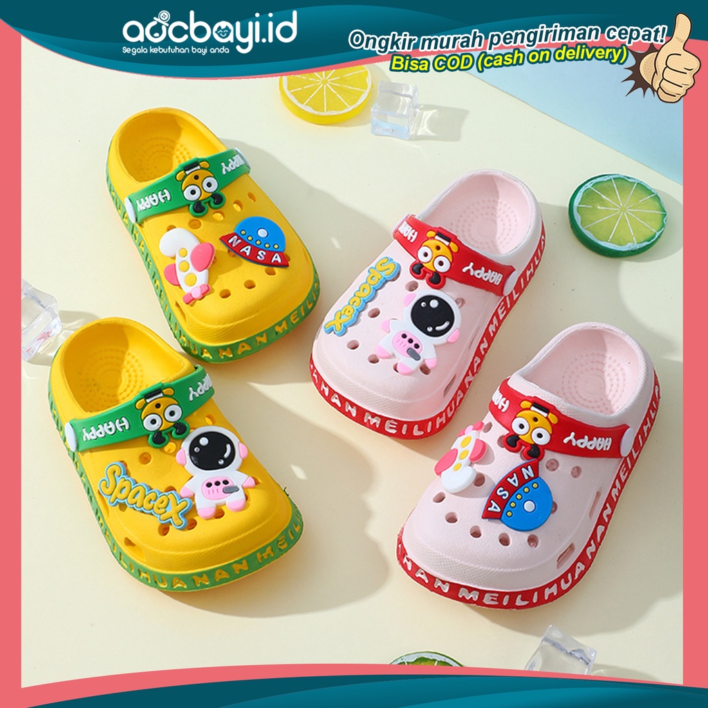 ☀ACCBAYI☀ SA038 ASTRO NASA Sandal Baim Anak Astronot Bahan Karet Ringan Usia 3-5 Tahun