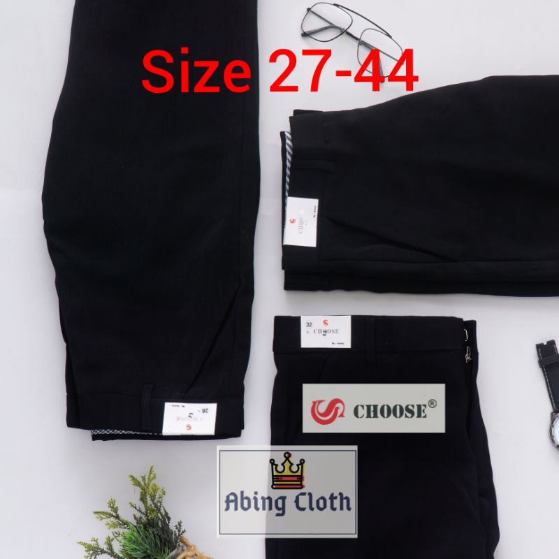 CELANA PANJANG PRIA FORMAL CHOOSE REGULER Hitam Bahan Twiss Tebal Premium kualitas CARDINAL