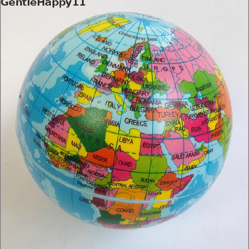 GentleHappy Earth Globe Stress Relief Bouncy Foam Ball Kids World Atlas Geography Map id