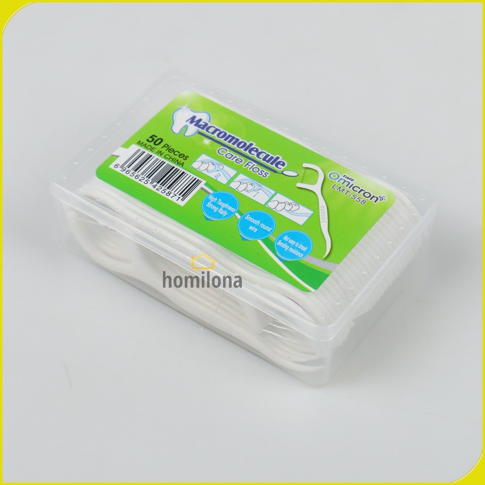 TaffOmicron Dental Floss Benang Gigi Pembersih Jigong Toothpicks 50 PCS LMT-558 White