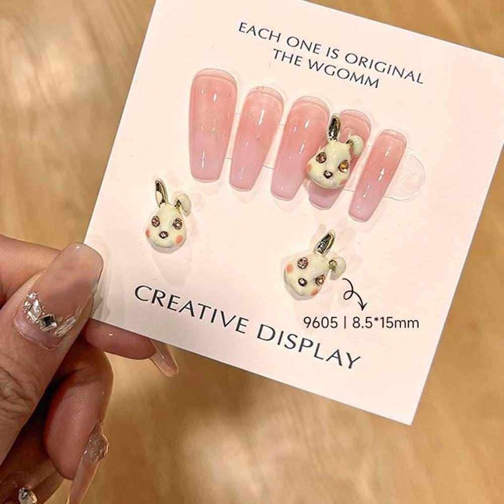 Mxbeauty Kelinci Kuku Berlian Imitasi Lucu Ikatan Simpul Manikur Aksesoris Zirkon Kartun Nail Art Drills