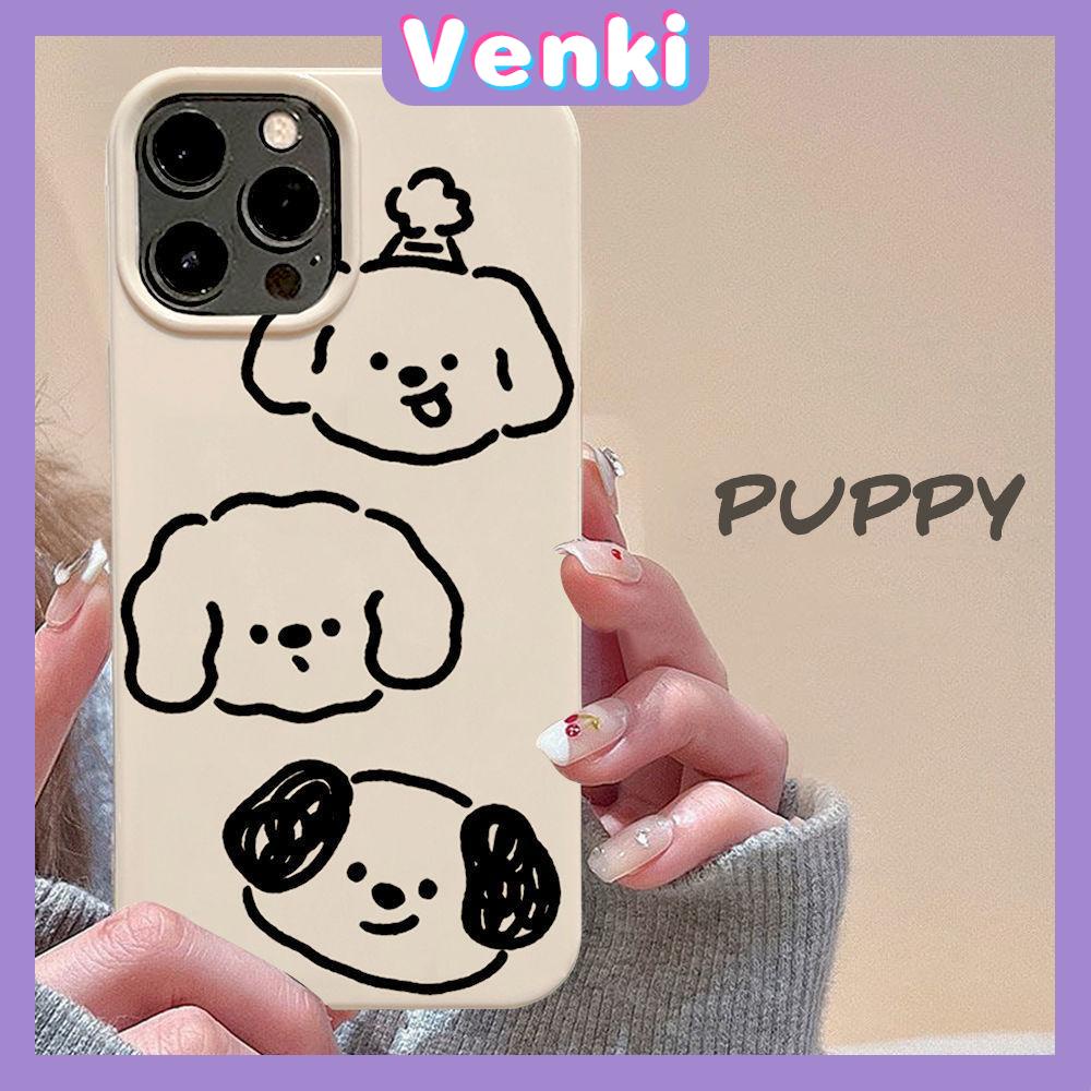 Case iPhone 14 Pro Max Soft TPU Candy Case Cute Graffiti Line Dog Glossy Khaki Case Camera Protection Shockproof For iPhone 13 12 11 Plus Pro Max 7 Plus X XR