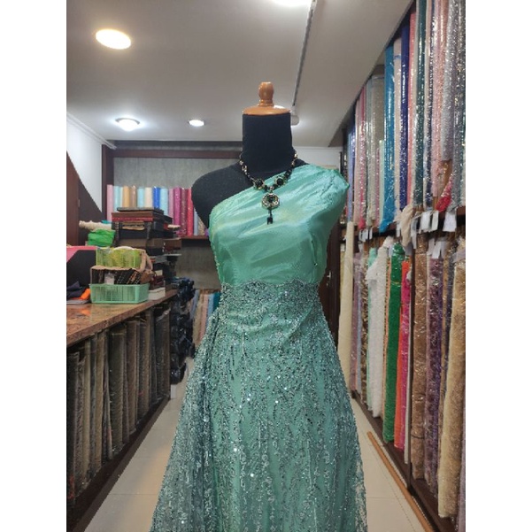 Kain Tile Brokat Akar Payet Abstrak Sequin Impor SAT NC047-22F no:05