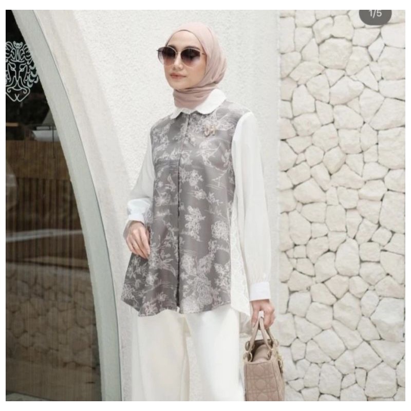 TDJ Tudejul Bloom Shirt - Sage Grey Size XL by Vanilla Hijab