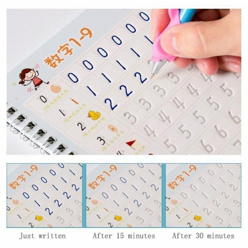 PA Buku Sank Magic Pratice Book 1 Set Isi 4 Buku dan Pulpen Buku Belajar Menulis Huruf dan Angka Anak Paud 3d Pratice Writing Book Mainan Edukasi Anak SS205