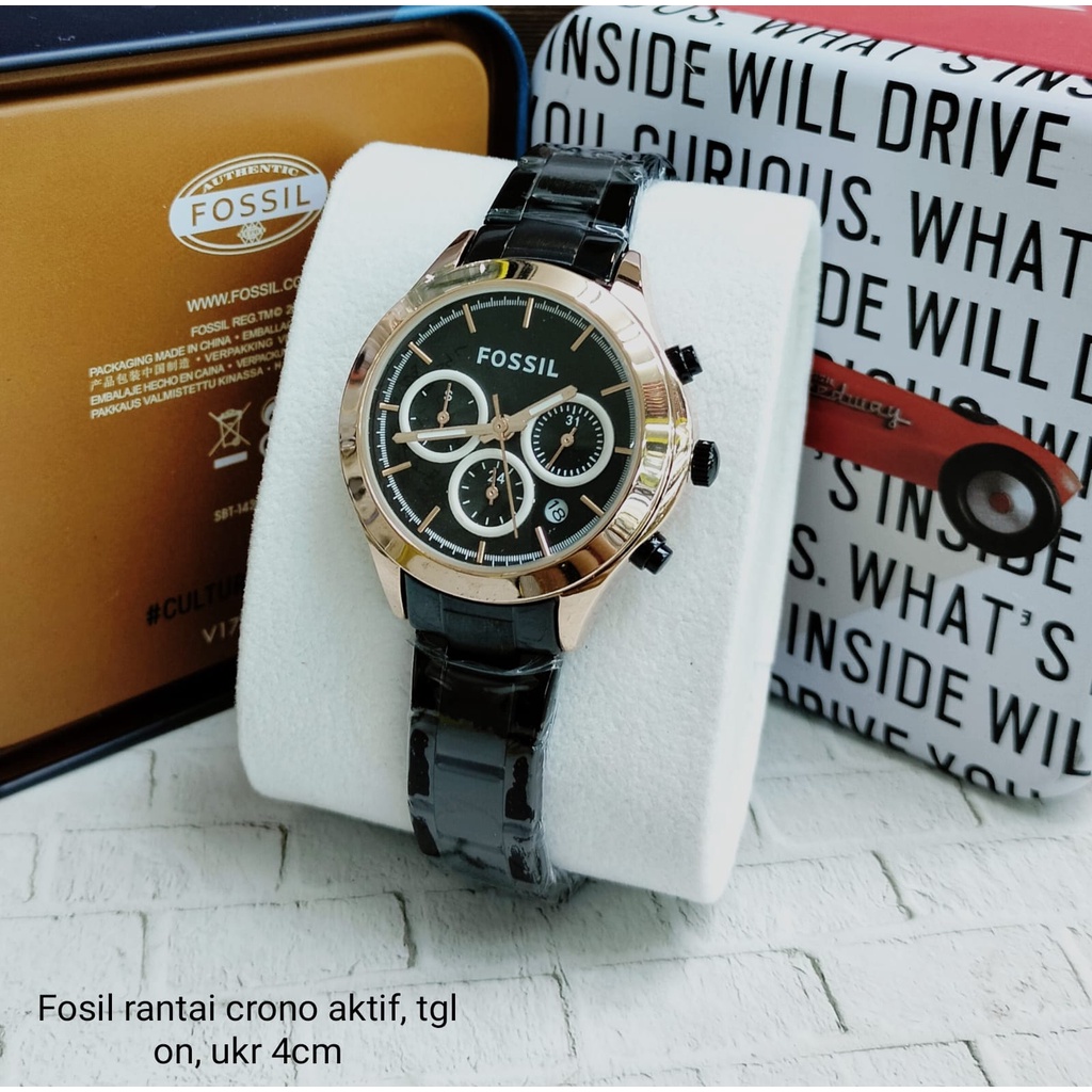 BEST SELLER JAM TANGAN FS WANITA M180 TALI RANTAI TANGGAL CHRONO AKTIF BODY BULAT DM 4.0CM FREE BOX &amp; BATERAI || JAM TANGAN FASHION WANITA JAM TANGAN CEWEK MURAH