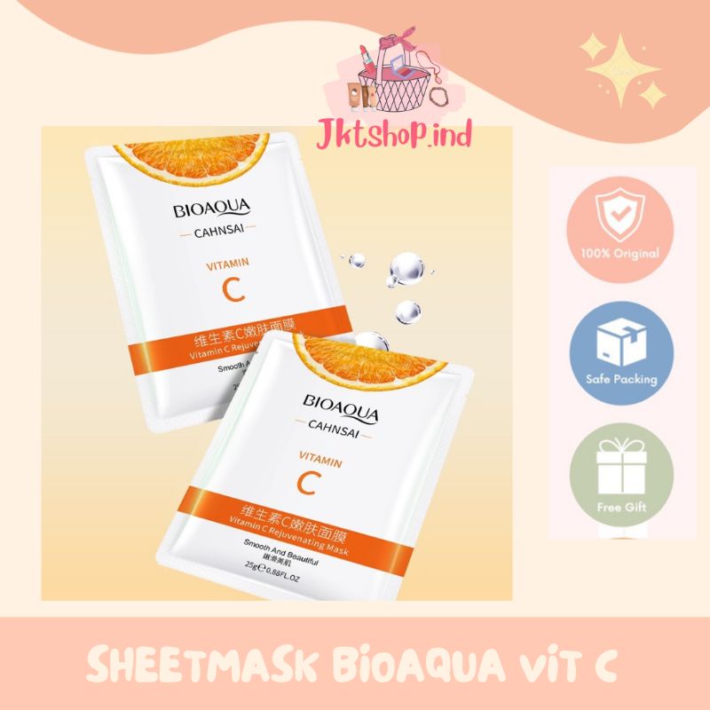 (FREE GIFT) Sheetmask bioaqua vitamin C / Sheet mask Vit C / Masker tissue vitamin C / Sheet Mask Bi