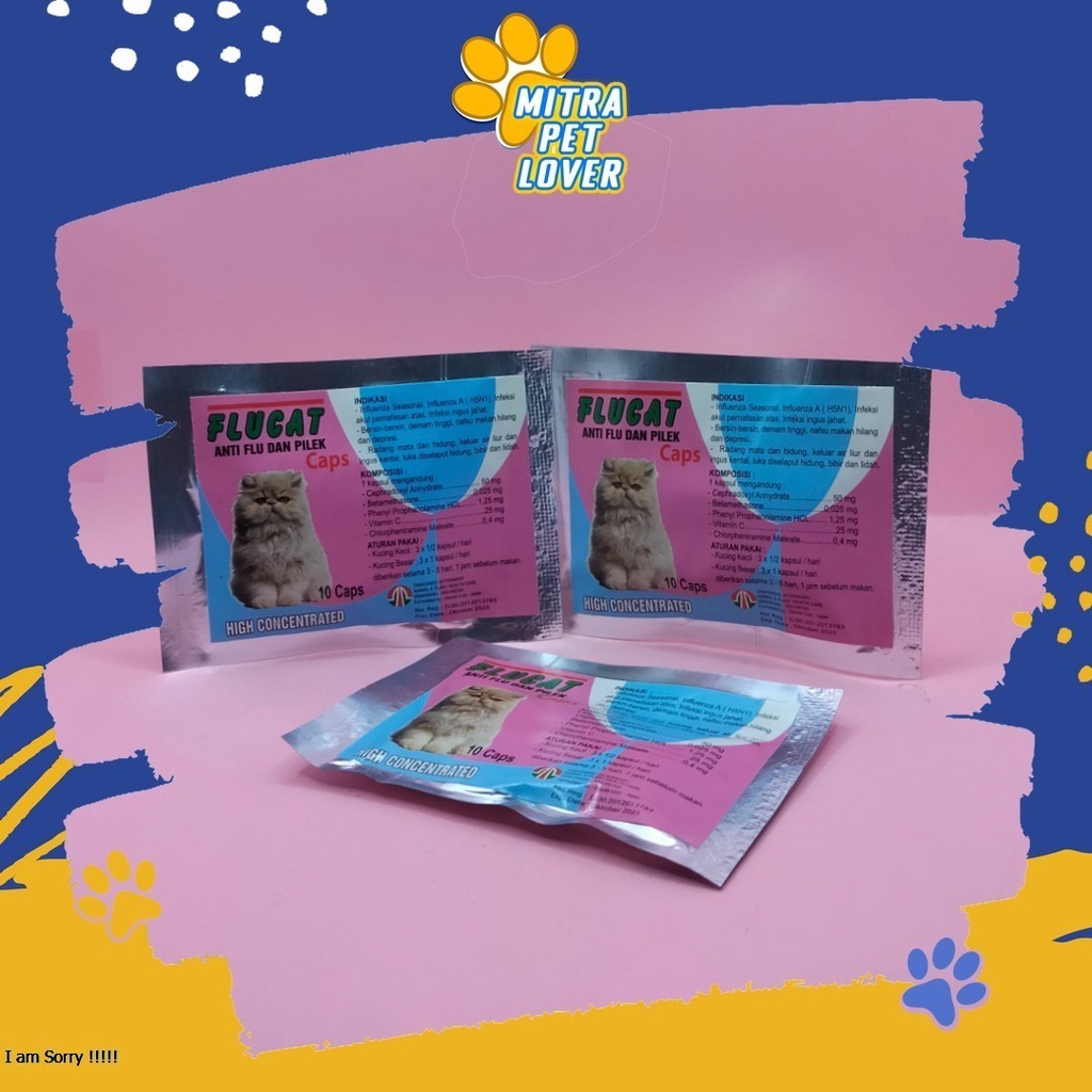 FORMULA MENYEMBUHKAN FLU KUCING - FLU CAT 10CAPSULE - KAPSUL UNTUK FLU KITTEN ATASI INFEKSI AKUT PERNAFASAN ANTI INGUS - MURAH ASLI GARANSI KUALITAS ORIGINAL - PET ANIMAL FLUCAT KAPSUL TAMASINDO OBAT KESEHATAN&amp;VITAMIN TERNAK HEWAN  MITRA PET LOVER