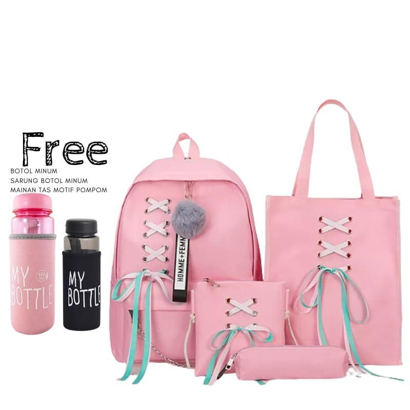♡COD♡ TAS RANSEL PITA AYU BTSS FASHION 4in1 RANSEL SEKOLAH MODEL KOREA