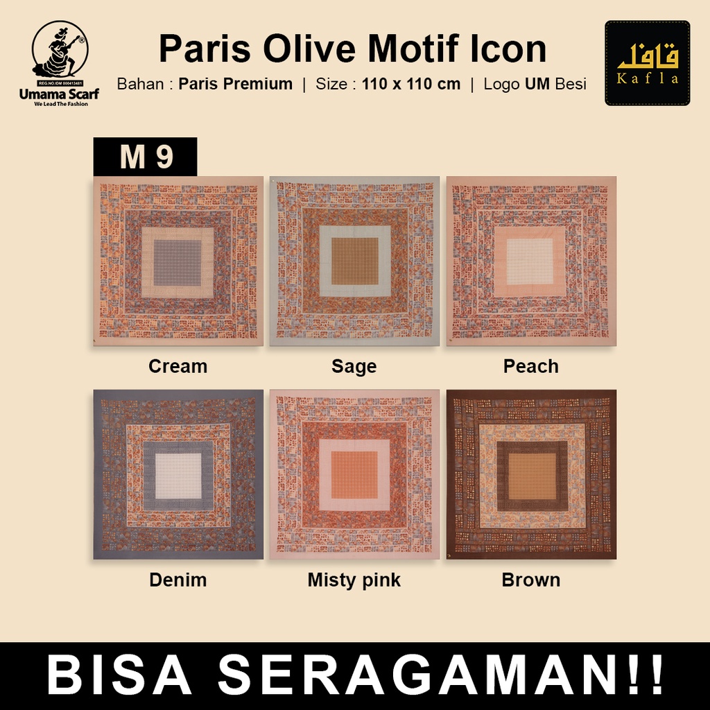 Kerudung PARIS OLIVE MOTIF Standar Umama Scarf Part 2